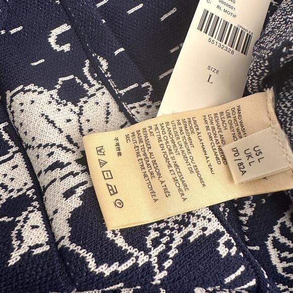 ANTHROPOLOGIE NWT White Floral & Navy Pleated Skirt – Size Large - Picture 8 of 10